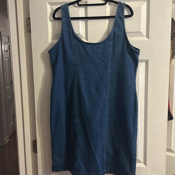 Denim Stretch Front Button Sheath Dress Plus Size - Picture 6 of 9